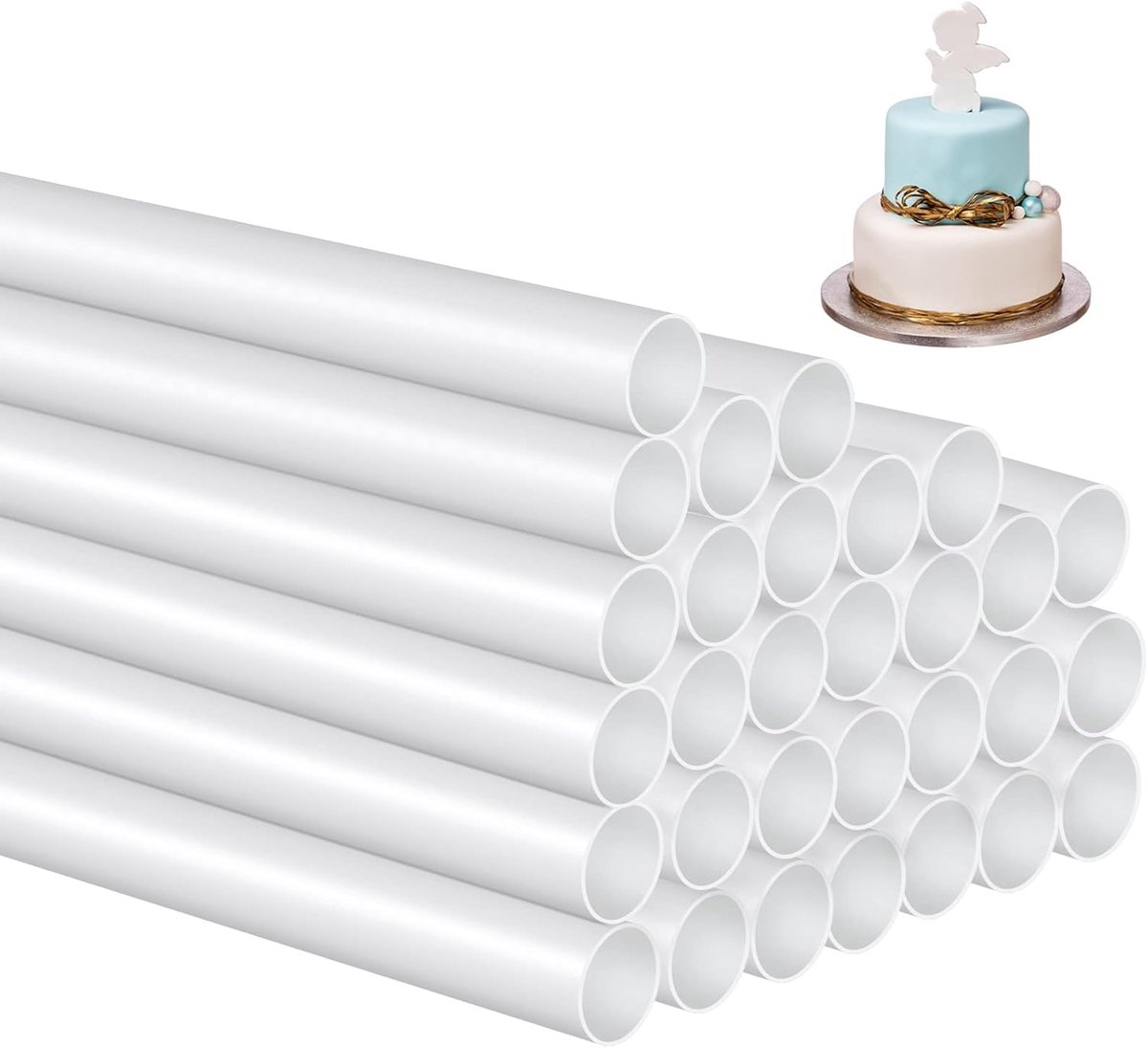 Dowels for Cake 30 Pieces Dowel Rods Plastic Reusable Hollow Columns for Building and Stacking Layered Cakes Acrylic - ShopVlot