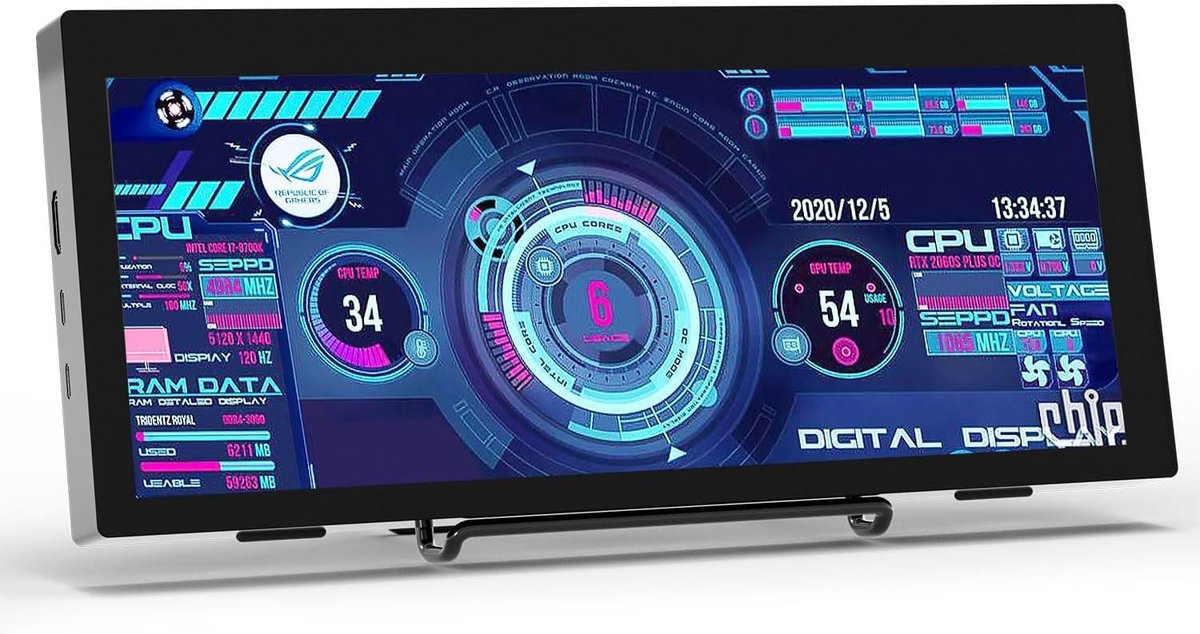 Mini Monitor - Zwart - 12,3 inch - Draagbaar Metalen Scherm - Voor Werk en Gaming