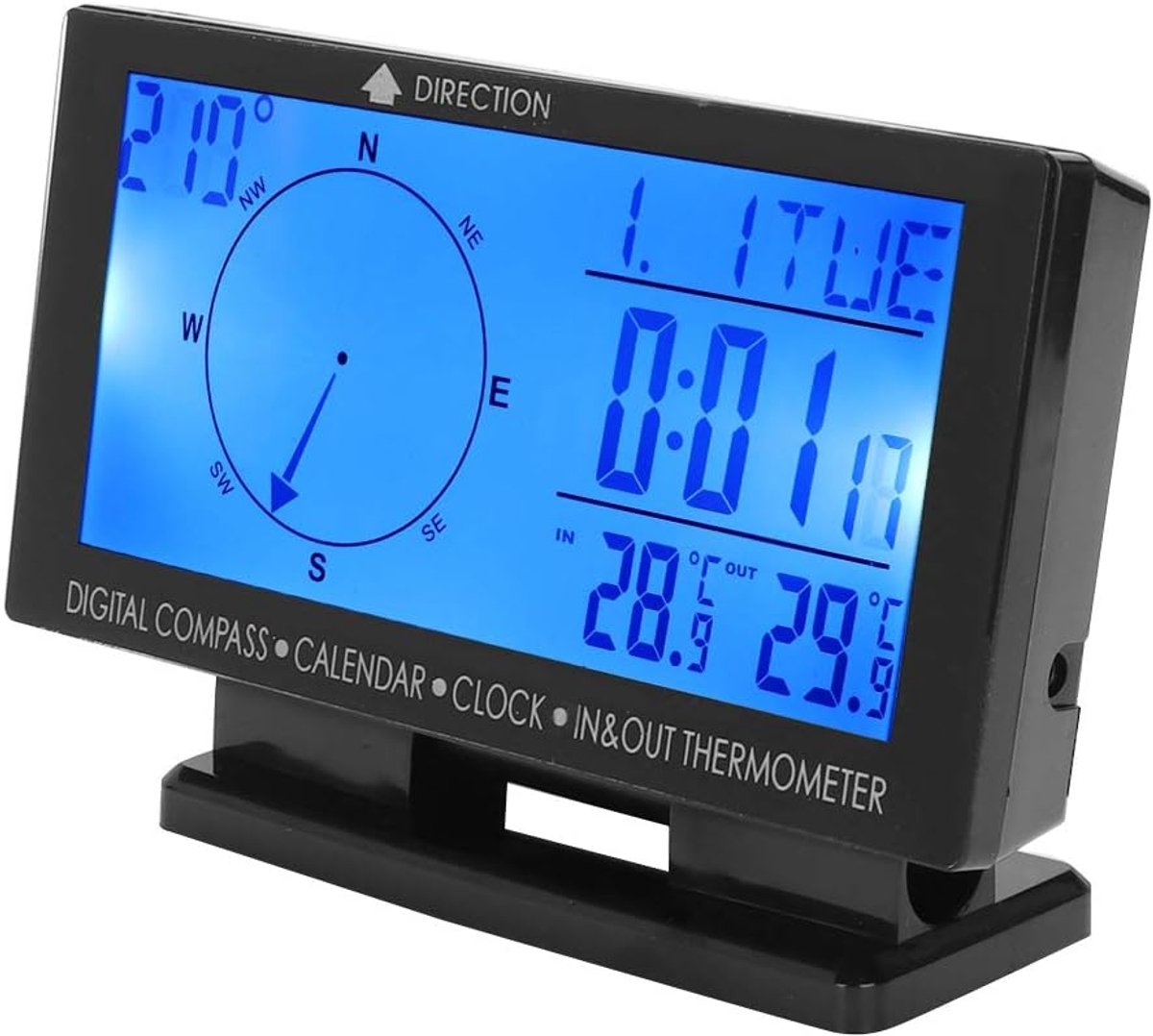 Digitale auto klok met groot scherm - temperatuurweergave - multifunctioneel ontwerp - handig voor onderweg - ShopVlot