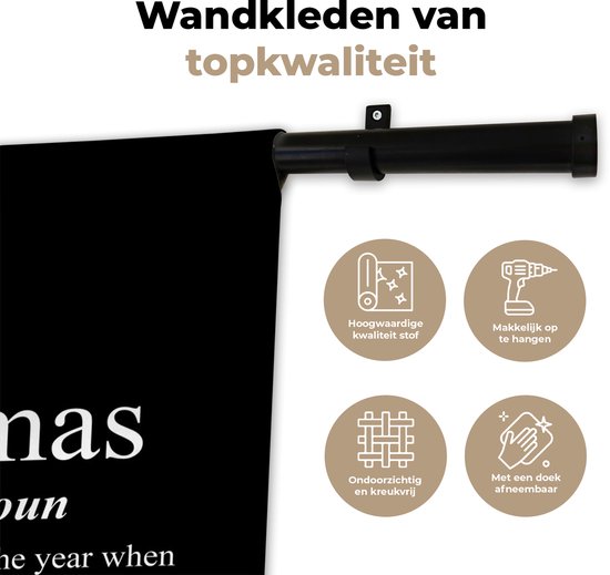 Wandkleed 60x90 cm - Wanddoek Kerstmis - Woordenboek - Spreuken - Quotes - Christmas definitie - Wandtapijt - Wandkleden
