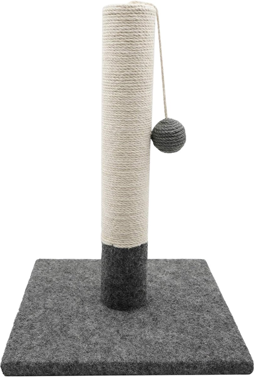 Verte - Krabpal - Krabpaal voor Katten - 42 cm Krabpaal voor Katten - Gemaakt van Jute en Duurzaam Materiaal met Pompon - Krabpaal in Modern Design - Grijs en Wit - Stabiele Voet - 30 x 30 CM