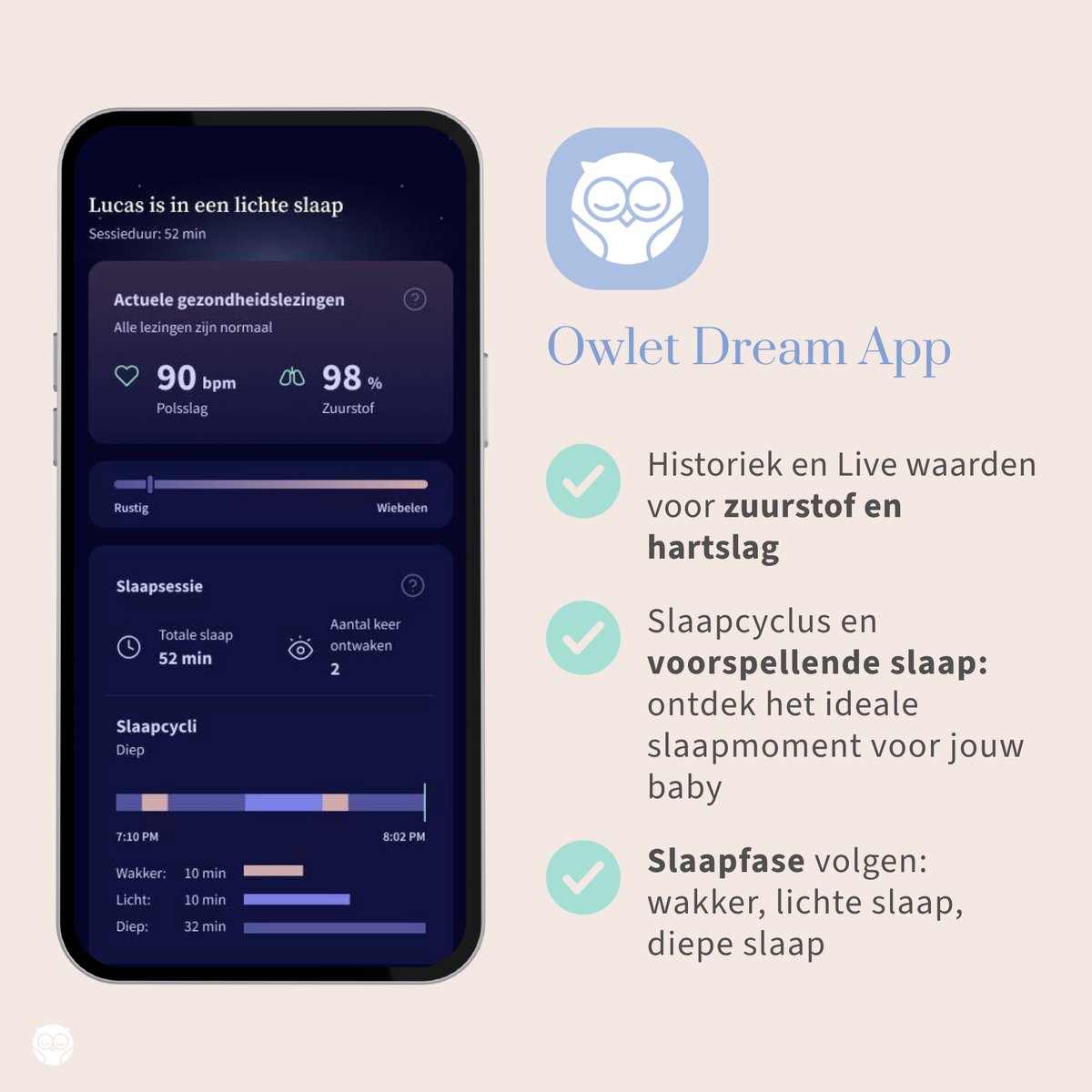 Owlet Dream Sock - Bedtime Blue thumbnail 4
