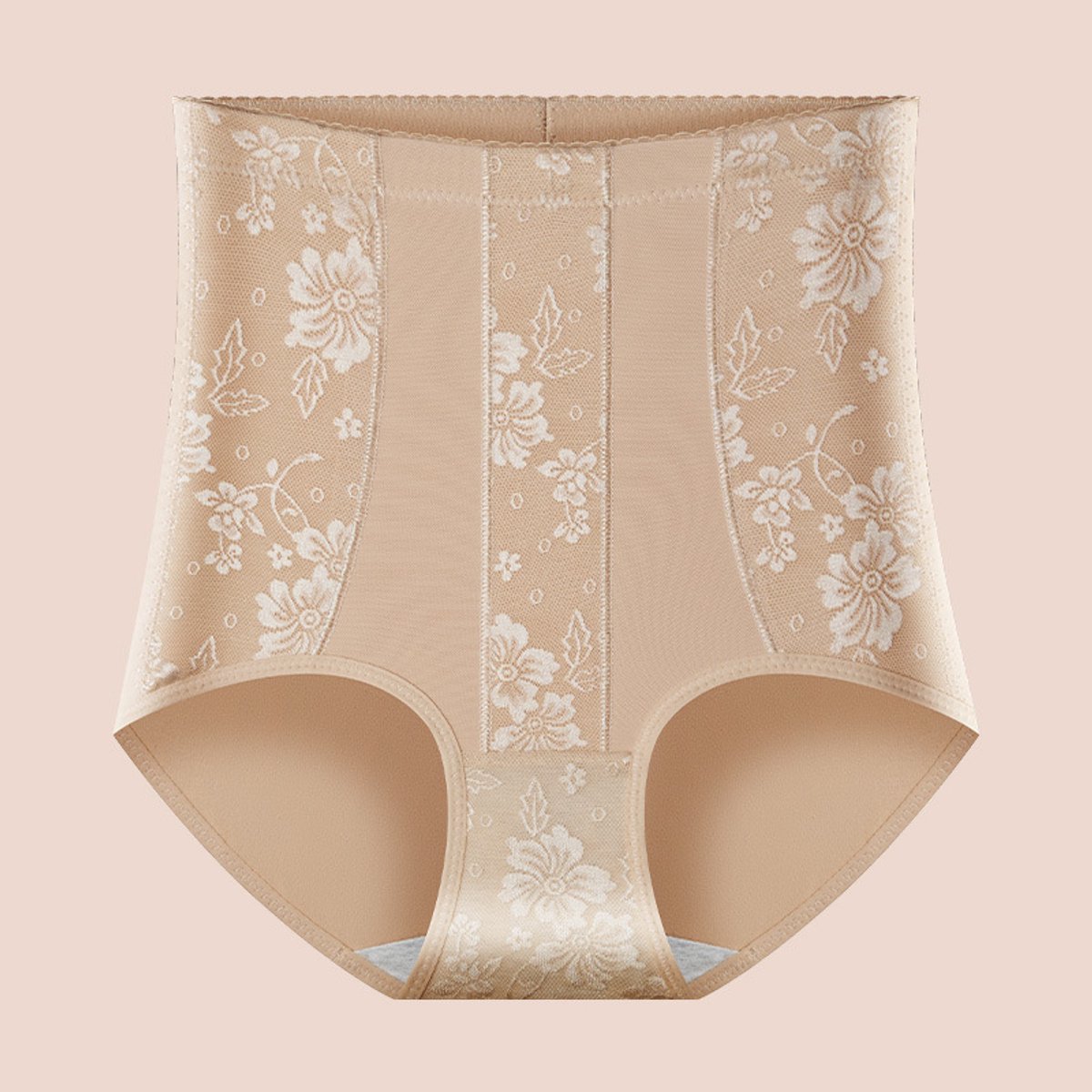 Hoge‑taille vormbroek - buik‑ en tailleondersteuning - heupophoudend - anti‑oprolrand - katoenen materiaal - voor na de bevalling-Beige-M-Aanbevolen 115-130 jin (65-75 catties)