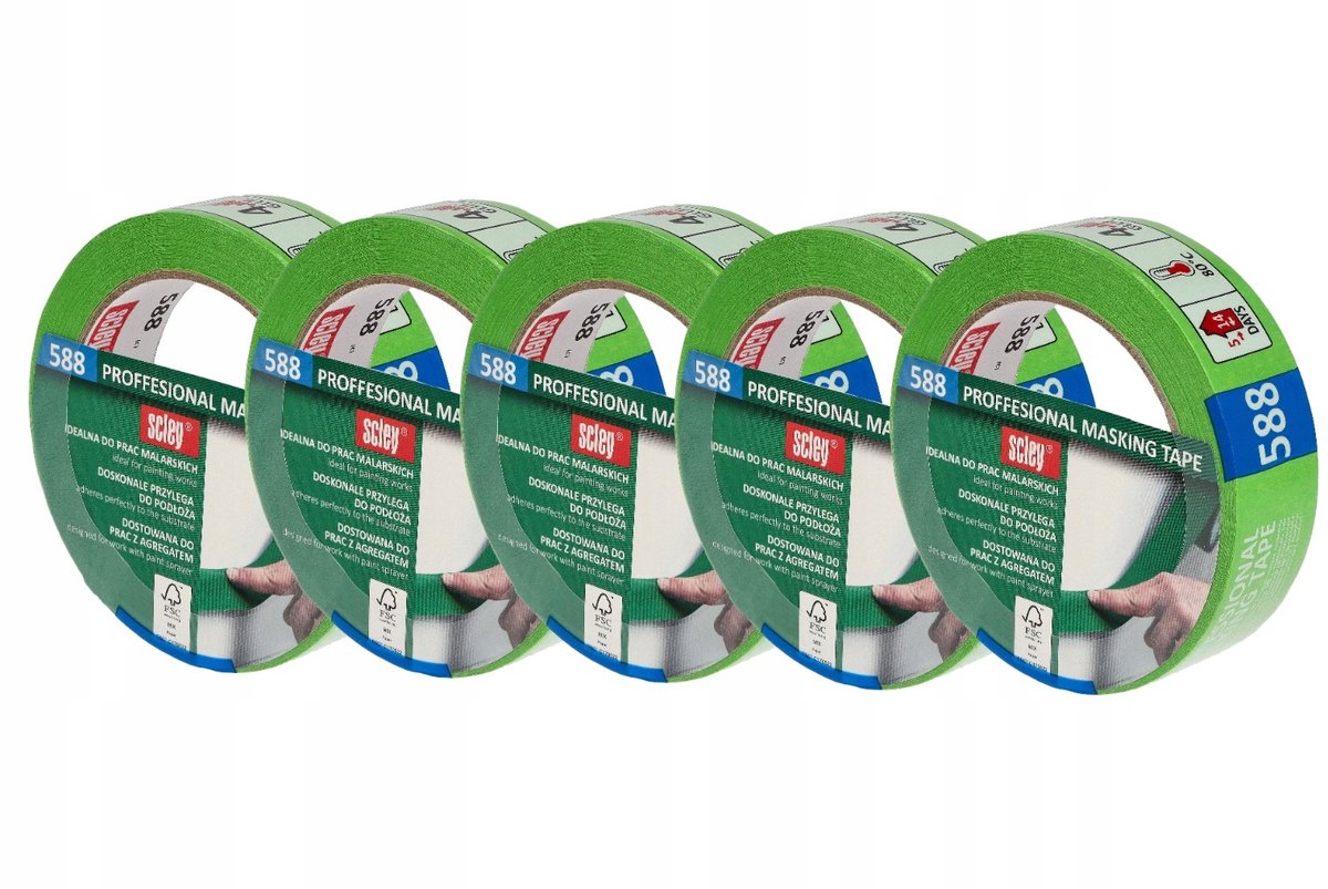 Scley 588 Schilder Tapeset - 5x 30mm x 33m - Professioneel