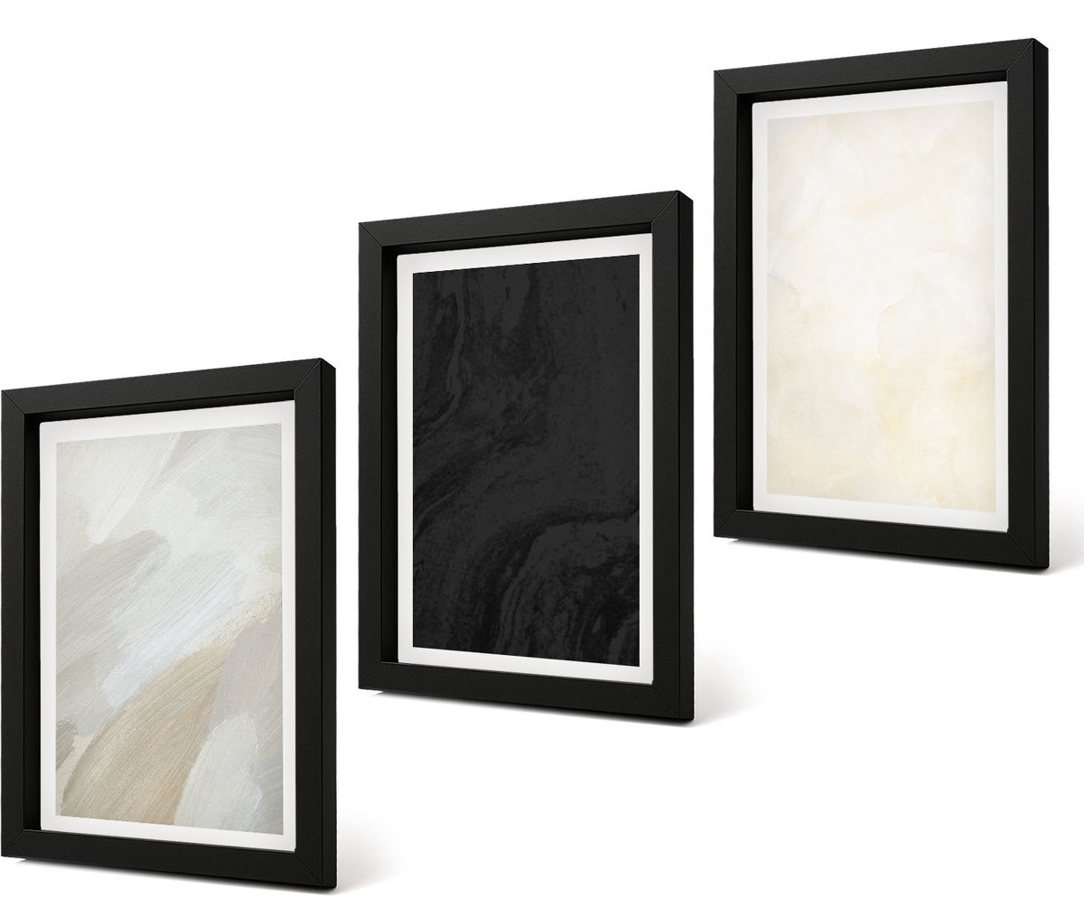Coloray 4-Delige Schilderij Set - Structuren in verschillende tinten minimalisme - 20 x 30 cm - Wanddecoratie - Schilderijen Set - Kantoor