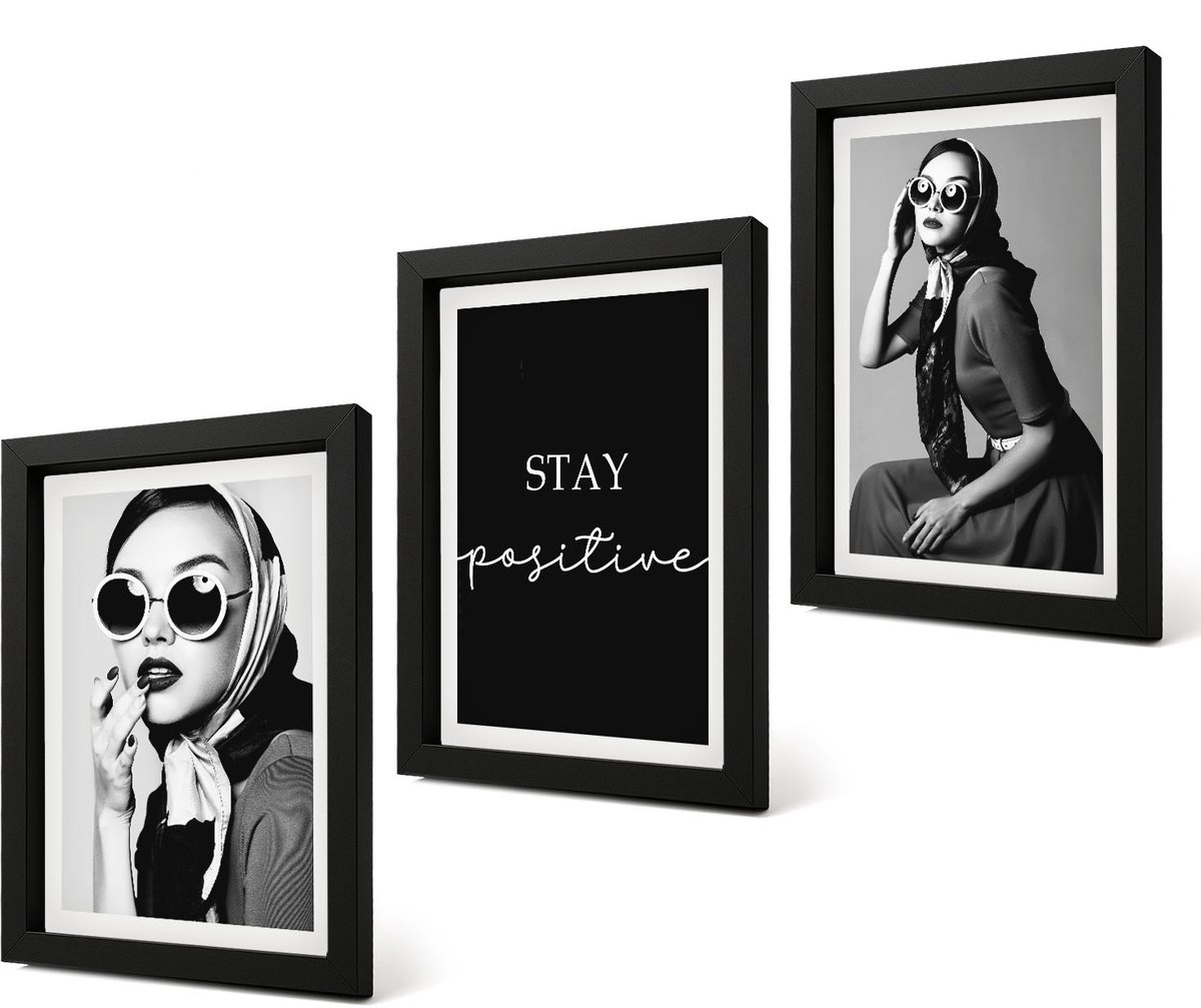 Coloray 4-Delige Schilderij Set - Stijlvolle portretten van vrouwen met zonnebrillen - 20 x 30 cm - Stijlvolle Muurdecoratie - Kantoor - Decoratieve Schilderijen