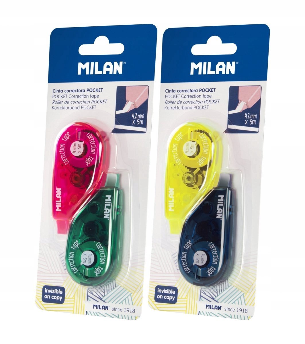 Merkloos Mini Tape Corrector, 2 stuks, ideaal voor school en kantoor