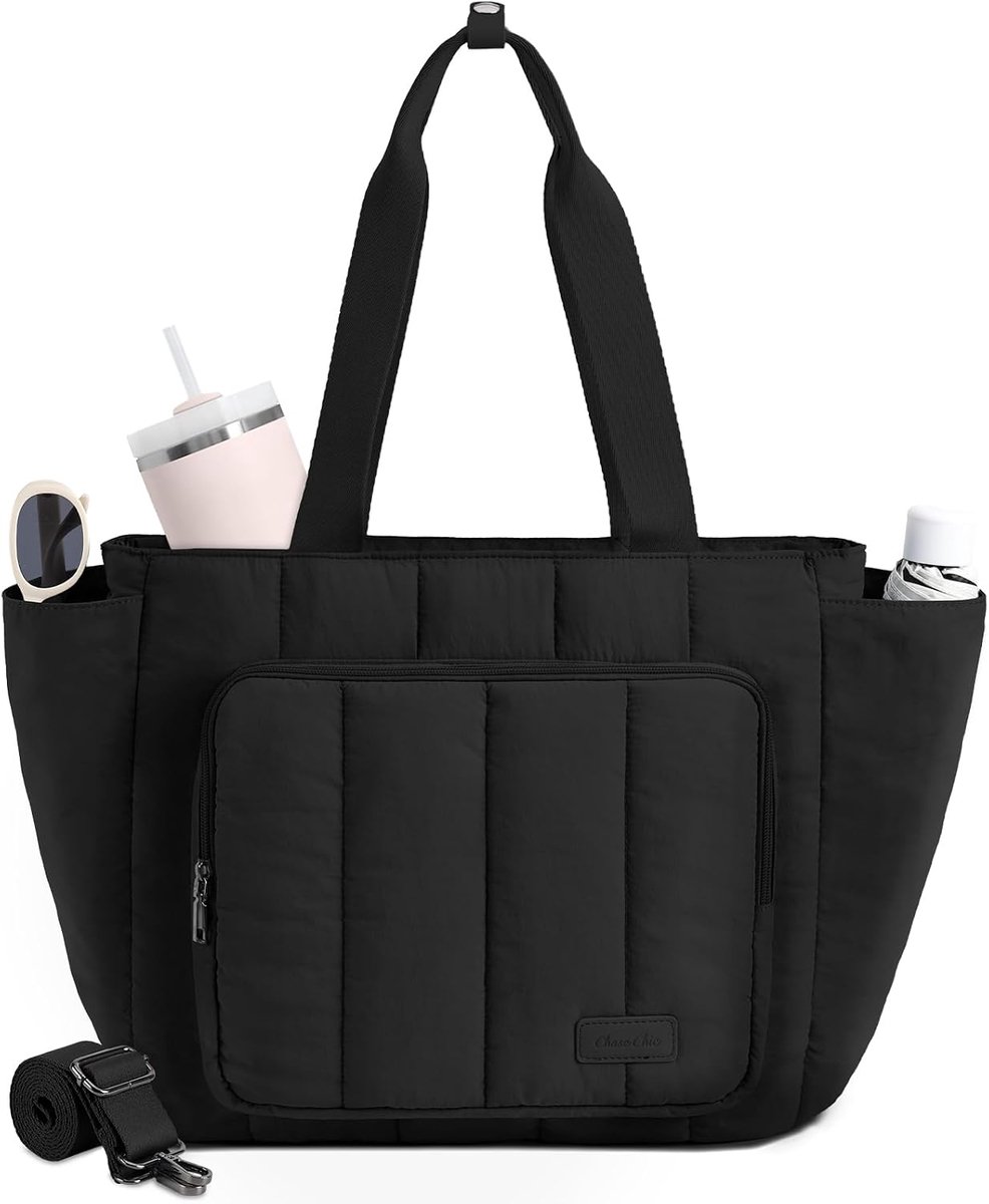 Chase Chic Pickleball Tote Bag for Women, Lightweight Quilted Fluffy Pickleball Paddle Holder for Gym Sports - ShopVlot