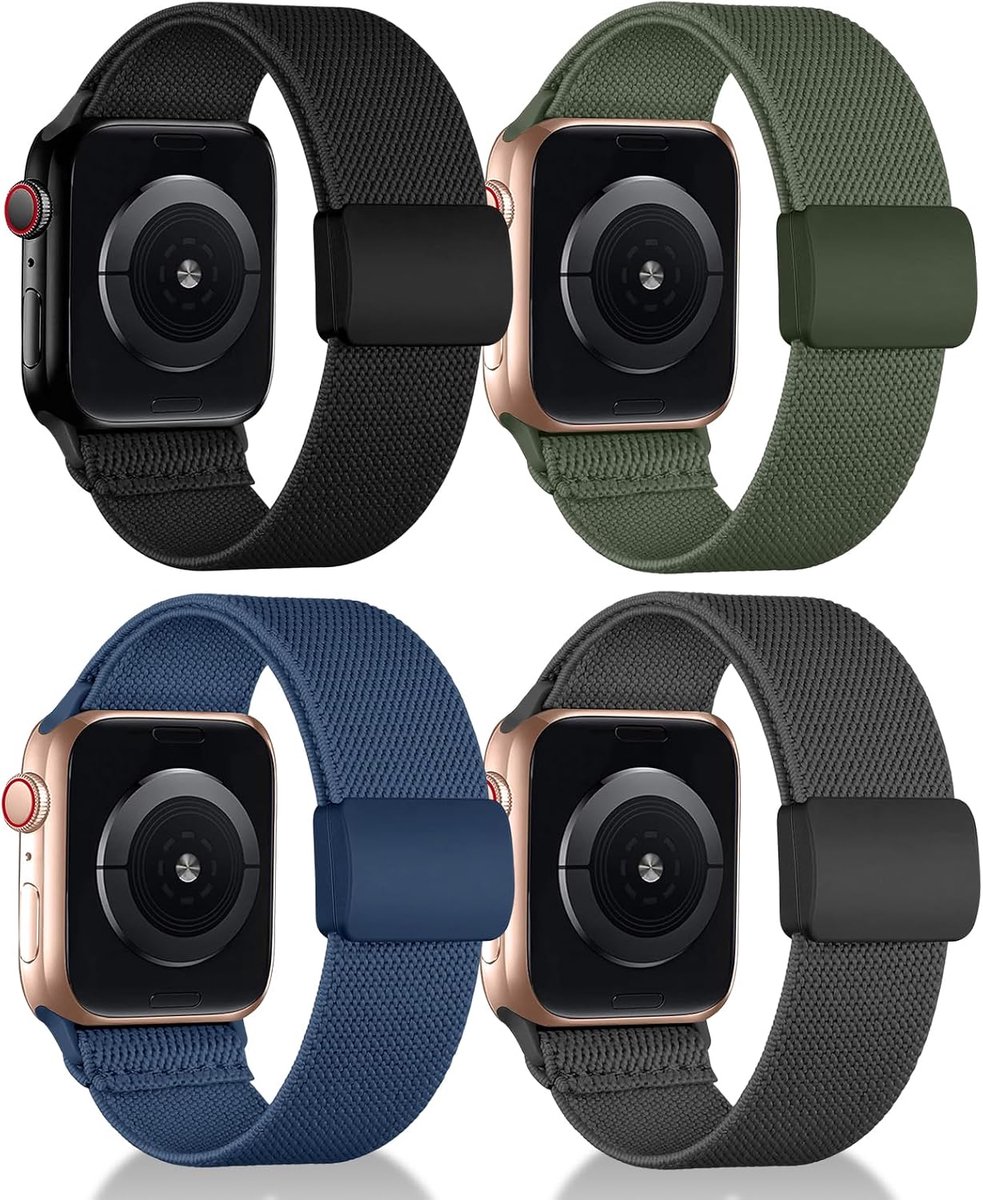 chinbersky Elastic Strap Compatible with Apple Watch Strap 38mm 40mm 41mm 42mm 44mm 45mm 46mm 49mm Magnetic Nylon - ShopVlot