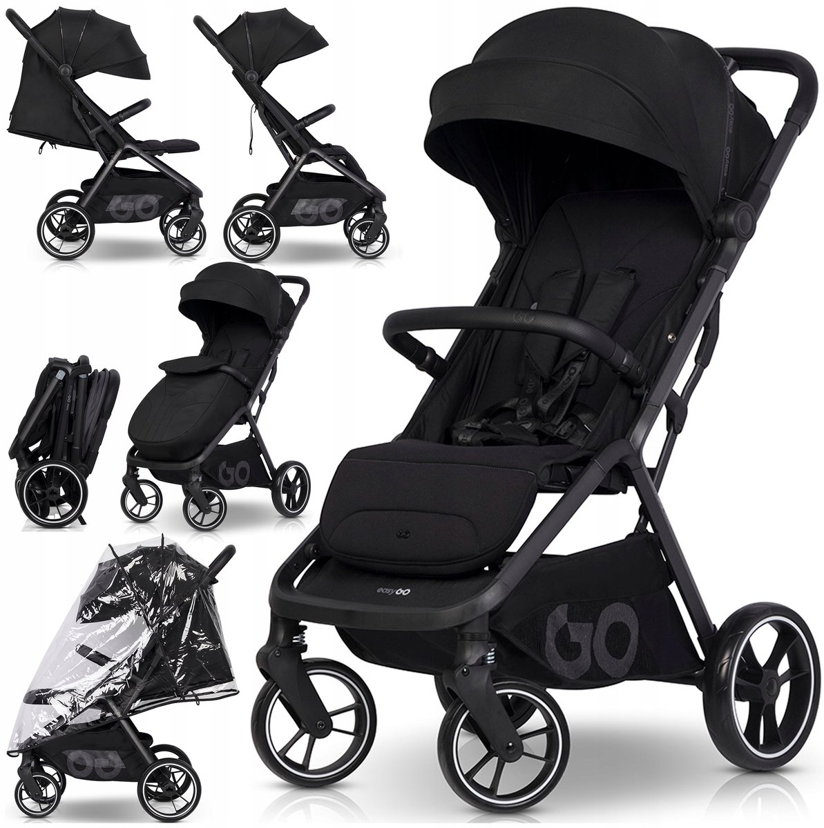 Lichtgewicht kinderwagen met grote wielen, verstelbaar, tot 22 kg