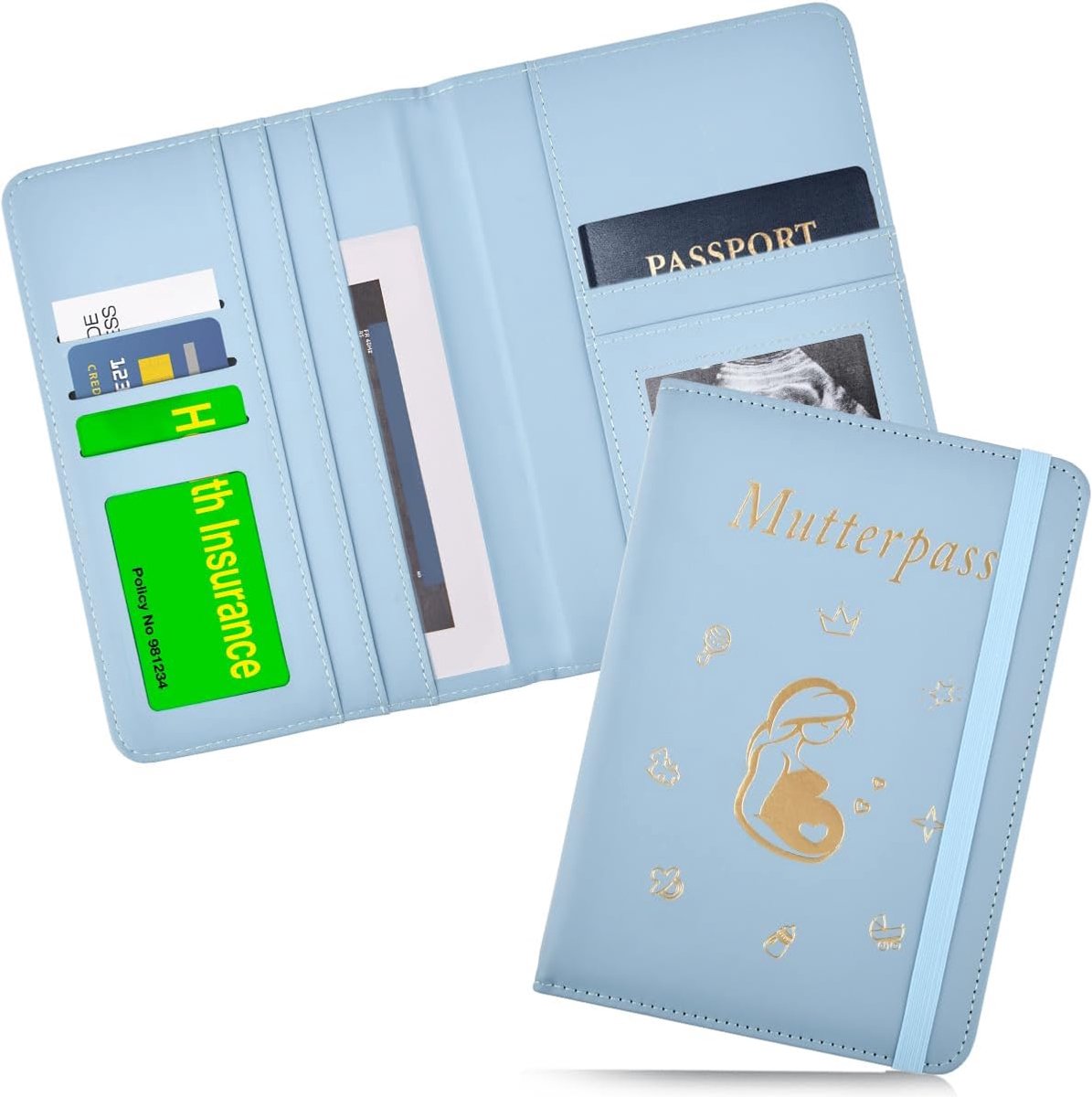 Felt Mother Passport Cover, German Mother Passport, Ultrasonic Photos and Moms, Vaccination Passport, 8 Compartment - ShopVlot