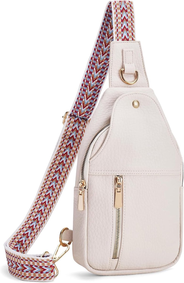 GOIACII Crossbody Ladies Small Leather Crossbag Sling Bag Shoulder Bag Chest Bag for Travel, A04-beige, modern, casual - ShopVlot