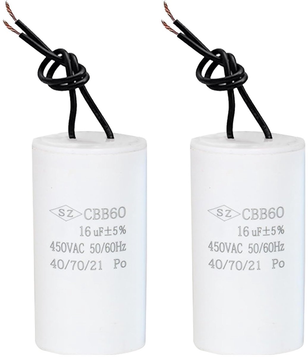 2 CBB60 450V 16μF 50/60Hz Start Capacitor, Motor Capacitor with Wires, Universal AC Capacitor for Water Pump Pool - ShopVlot