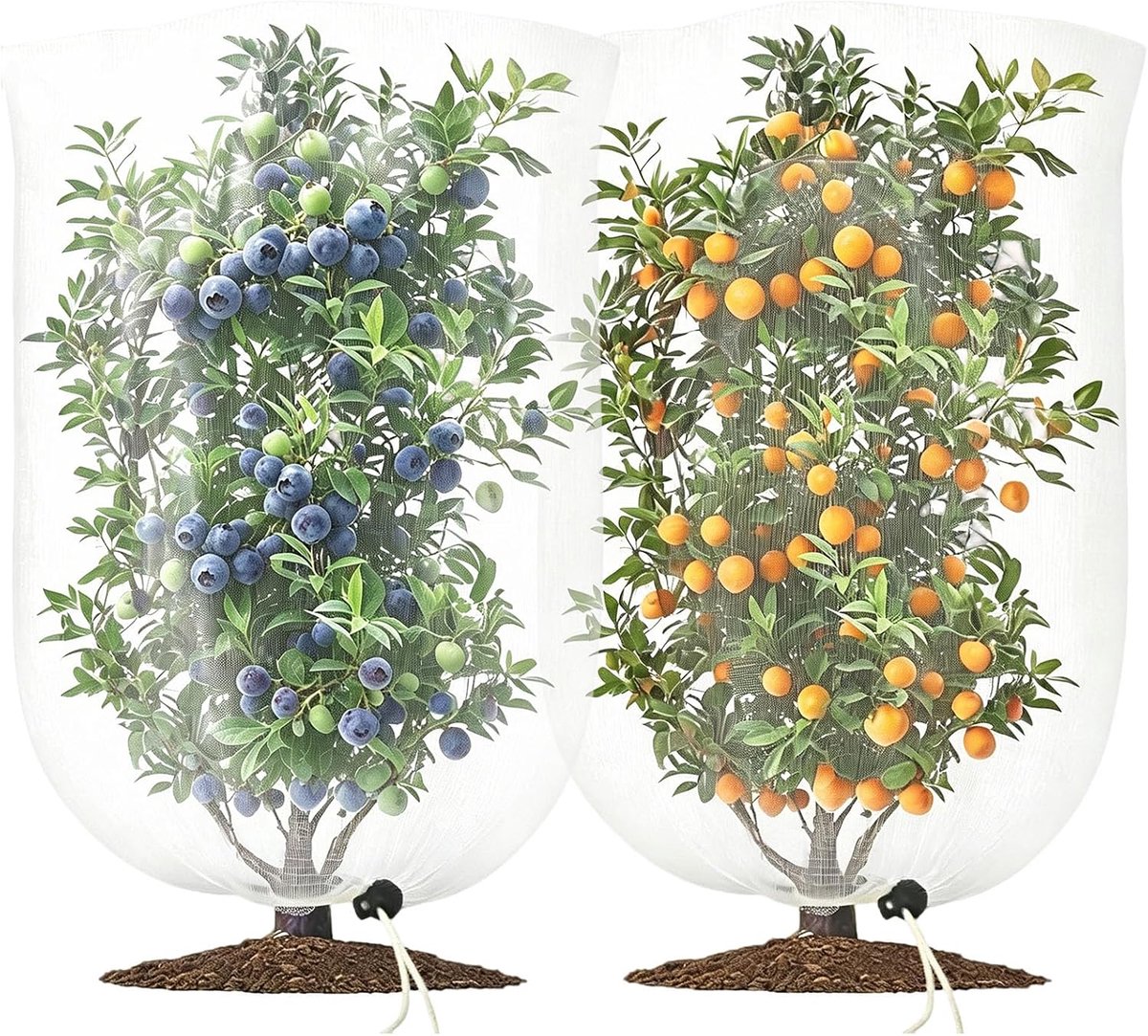 2 stuks insectennet met ritssluiting en trekkoord, net voor fruitbomen - ShopVlot
