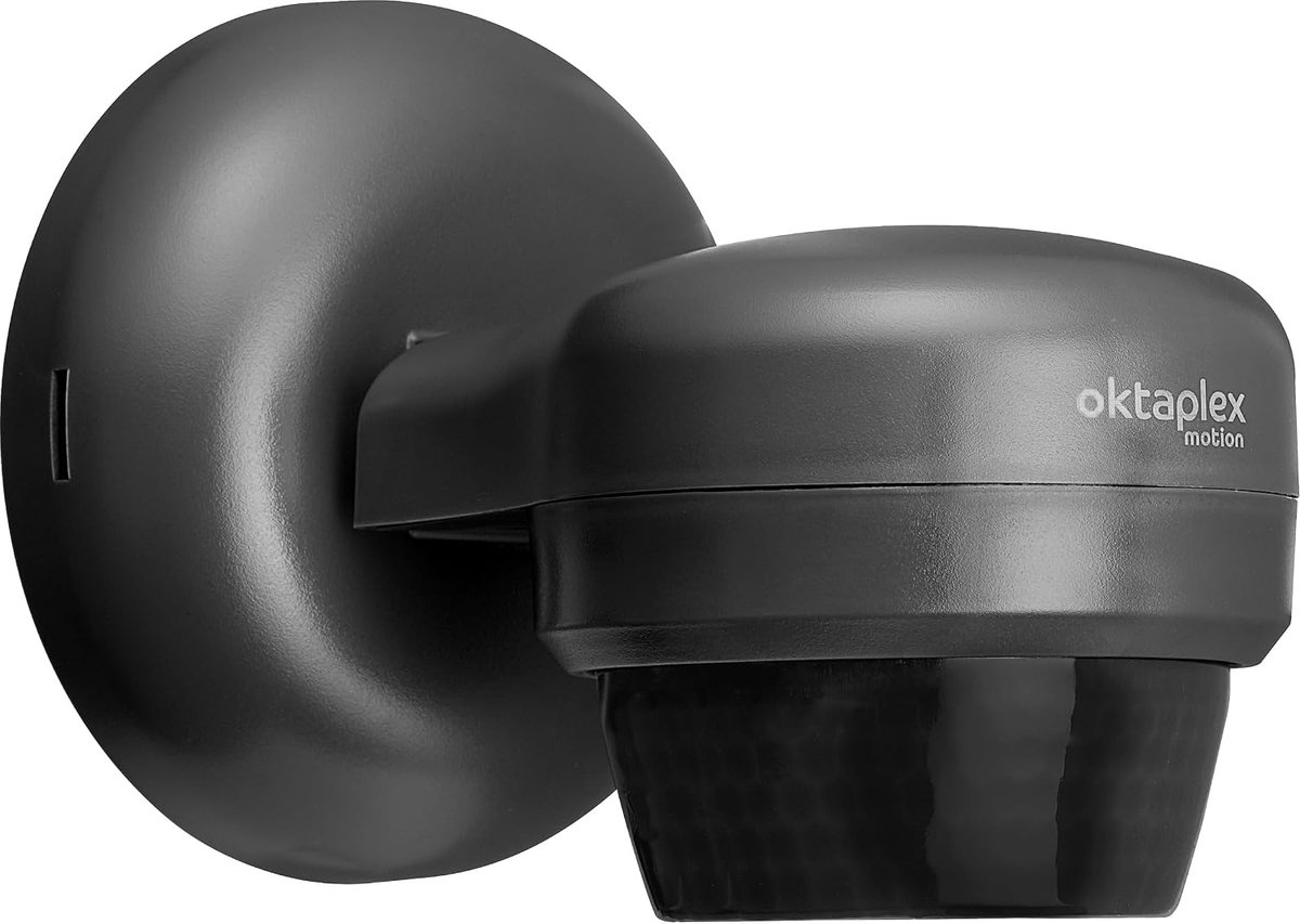 Oktaplex Mia outdoor motion detector 360 degree rotatable IP65 surface mounted motion sensor 10 m range 230V anthracite - ShopVlot
