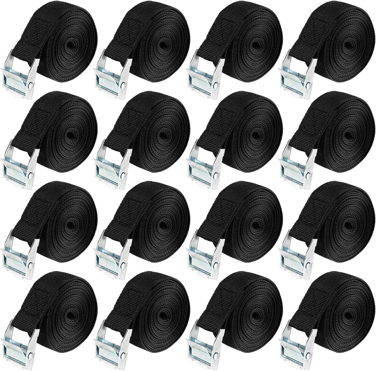 Pack of 16 lashing straps, 2.5 m x 25 mm quick release with ratchet, load capacity up to 250 kg, adjustable lashing - ShopVlot