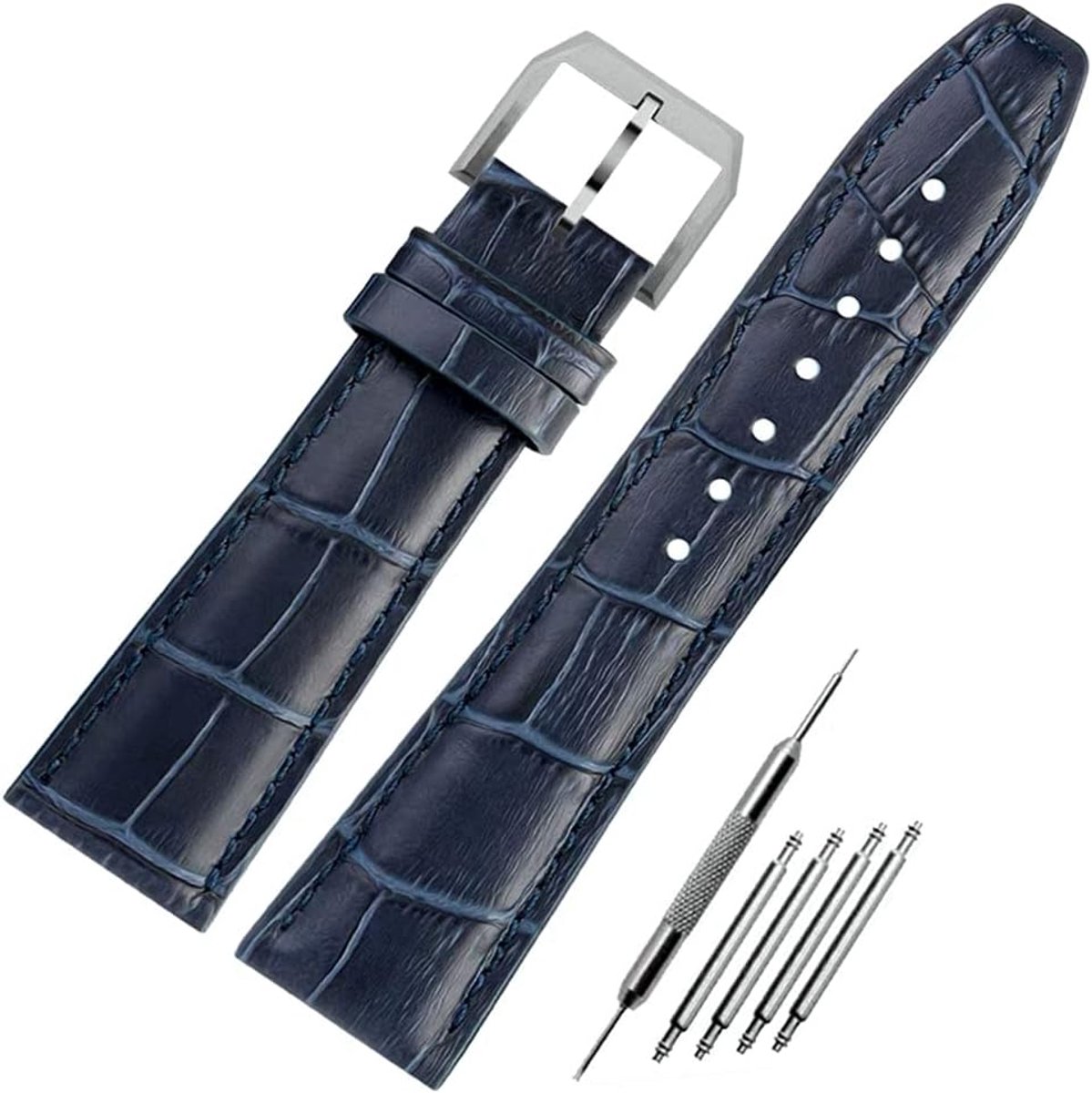 Watch Bands for IWC Strap Genuine Leather Watchbands 20mm 21mm 22mm Alligator Embossed Replacement Closure Straps for - ShopVlot