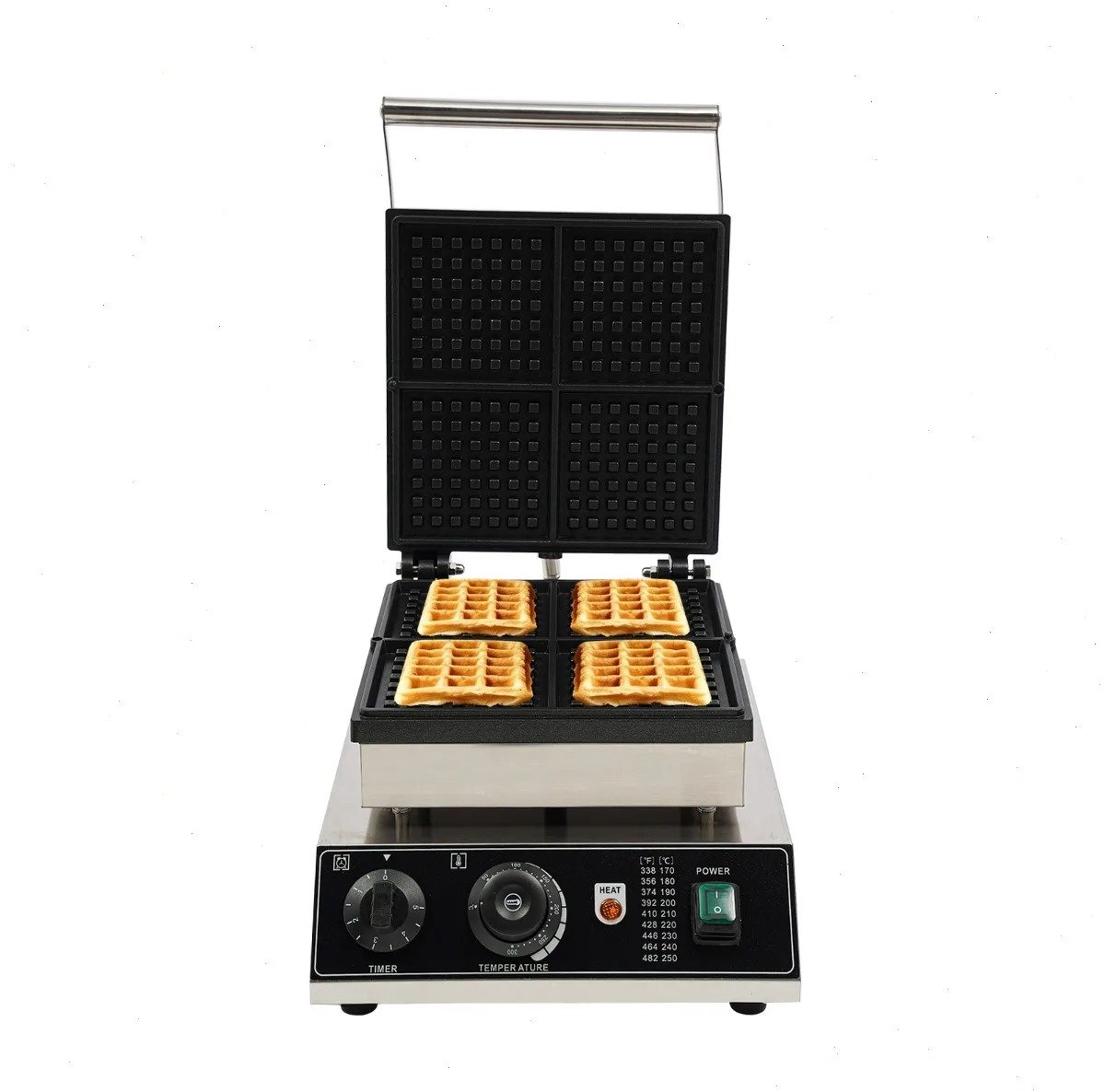 Veya Wafelijzer - Gelijktijdig 4 Belgische wafels bereiden - Wafelijzers - Anti-aanbak - Met accessoires zoals bakborstel - 1750W