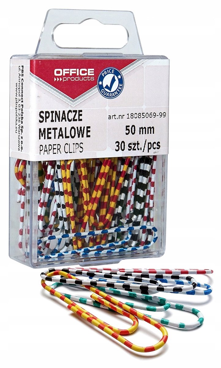 Zebra metalen paperclips, 50mm, 30 stuks, gecoat, mix kleuren