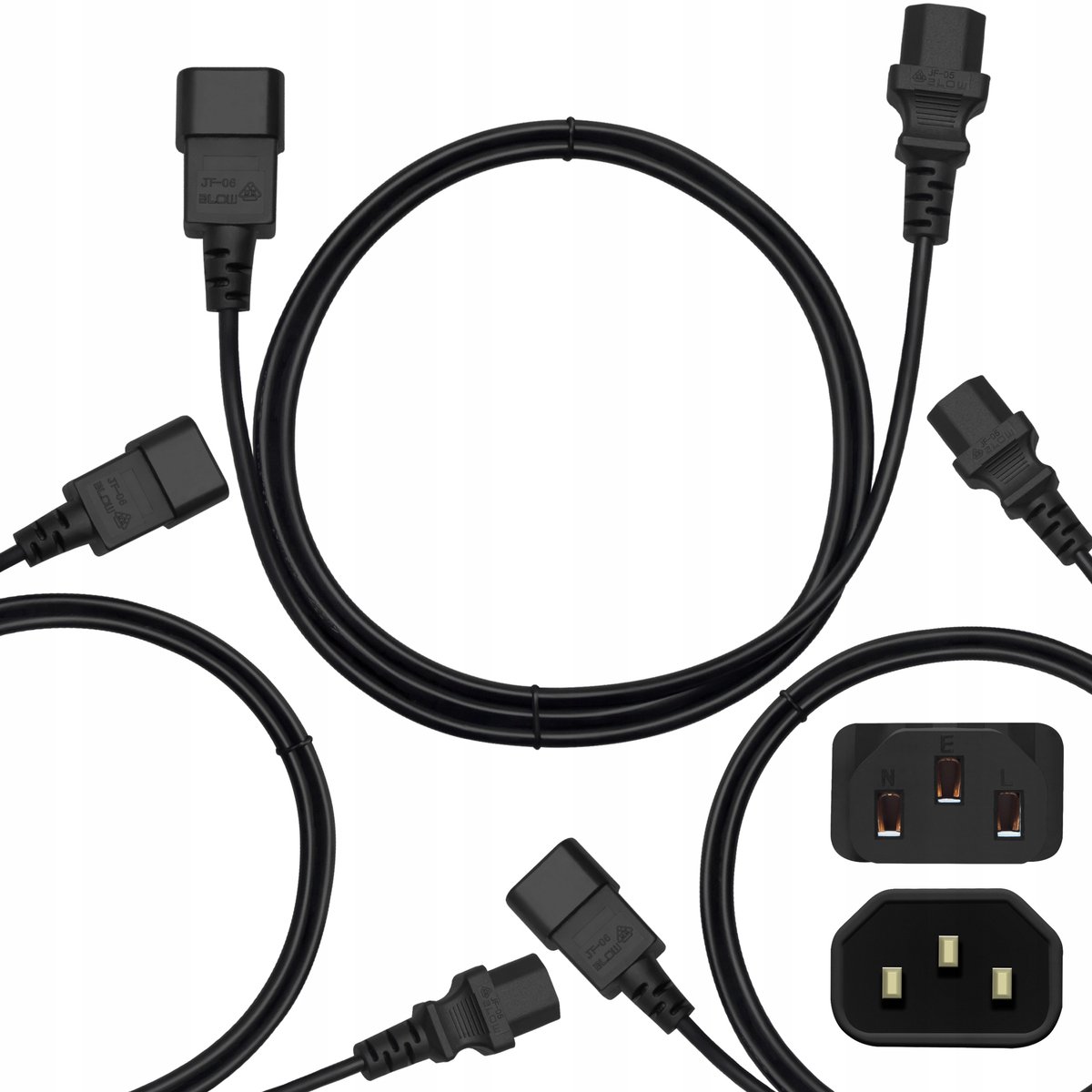 3x C13 C14 Stroomkabel Computermonitor 1,5m