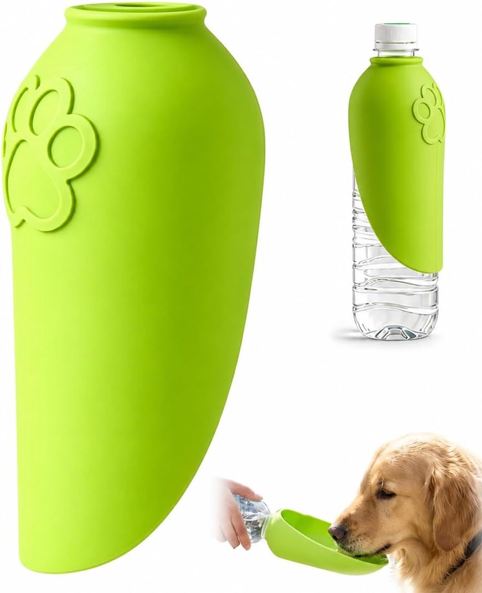Siliconen drinkopzet voor honden, groene drinkadapter voor PET-flessen, draagbaar reiswaterdispenser, lekvrij, licht - ShopVlot