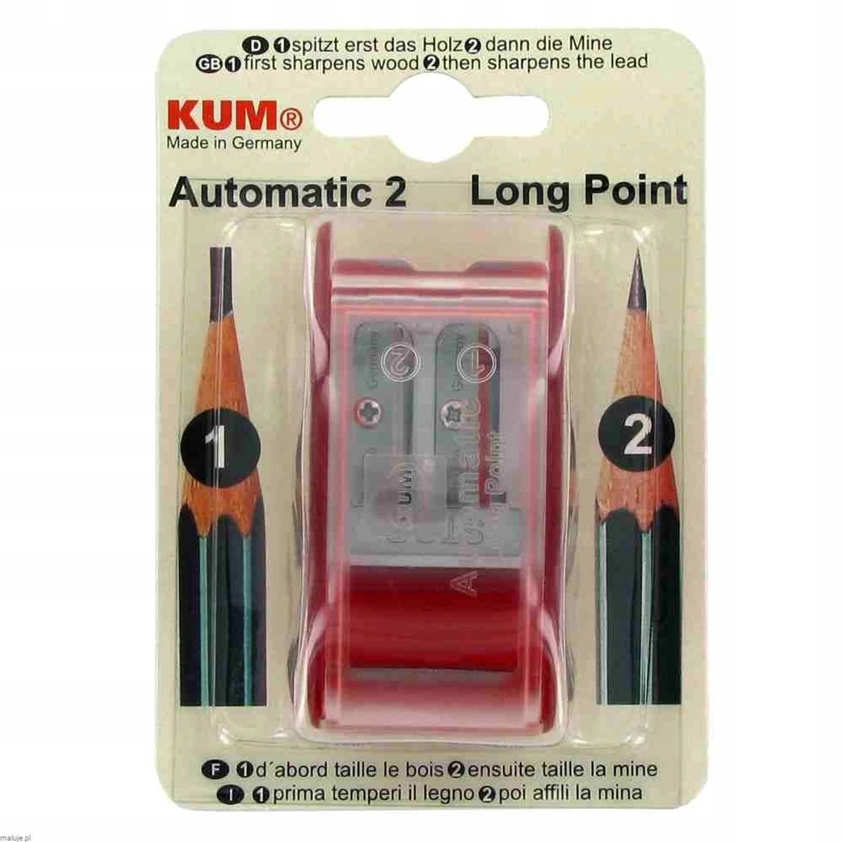 KUM Automatic Long Point Dubbele Puntenslijper met 2 Mesjes