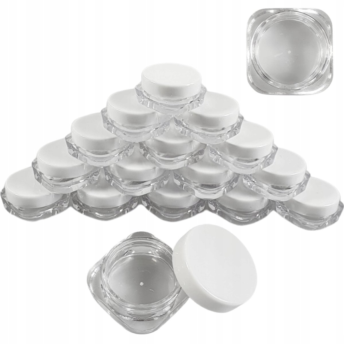 100x 3ml Vierkante Potjes voor Crème, Nageldecoraties
