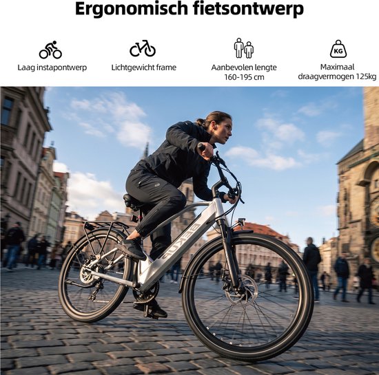 Bekup V2 Elektrische Fiets - 26" Banden - 250W Motor - 25km/h Maximale Snelheid - 36V14.5AH Accu -Actieradius Tot 75 Km - Shimano 7 Versnellingen - Mechanische Schijfremmen - Zilver — afbeelding 4