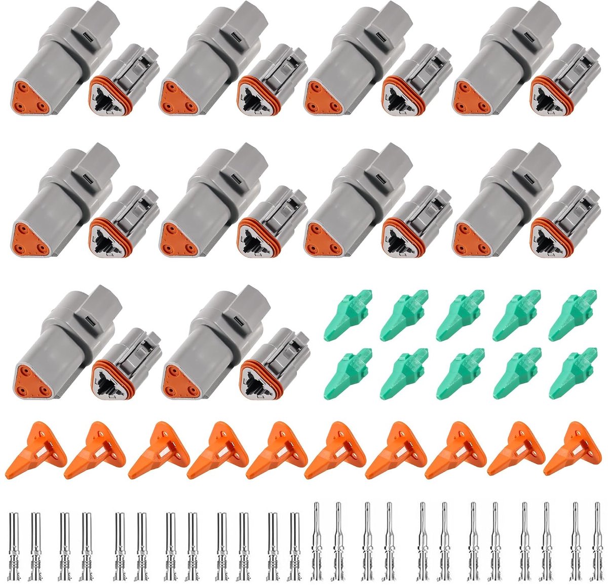 10 Sets DT Plug Set, German Waterproof Electrical Plug for Car, Truck and Motorcycle (DT06-3S/DT04-3P German Plug) - ShopVlot