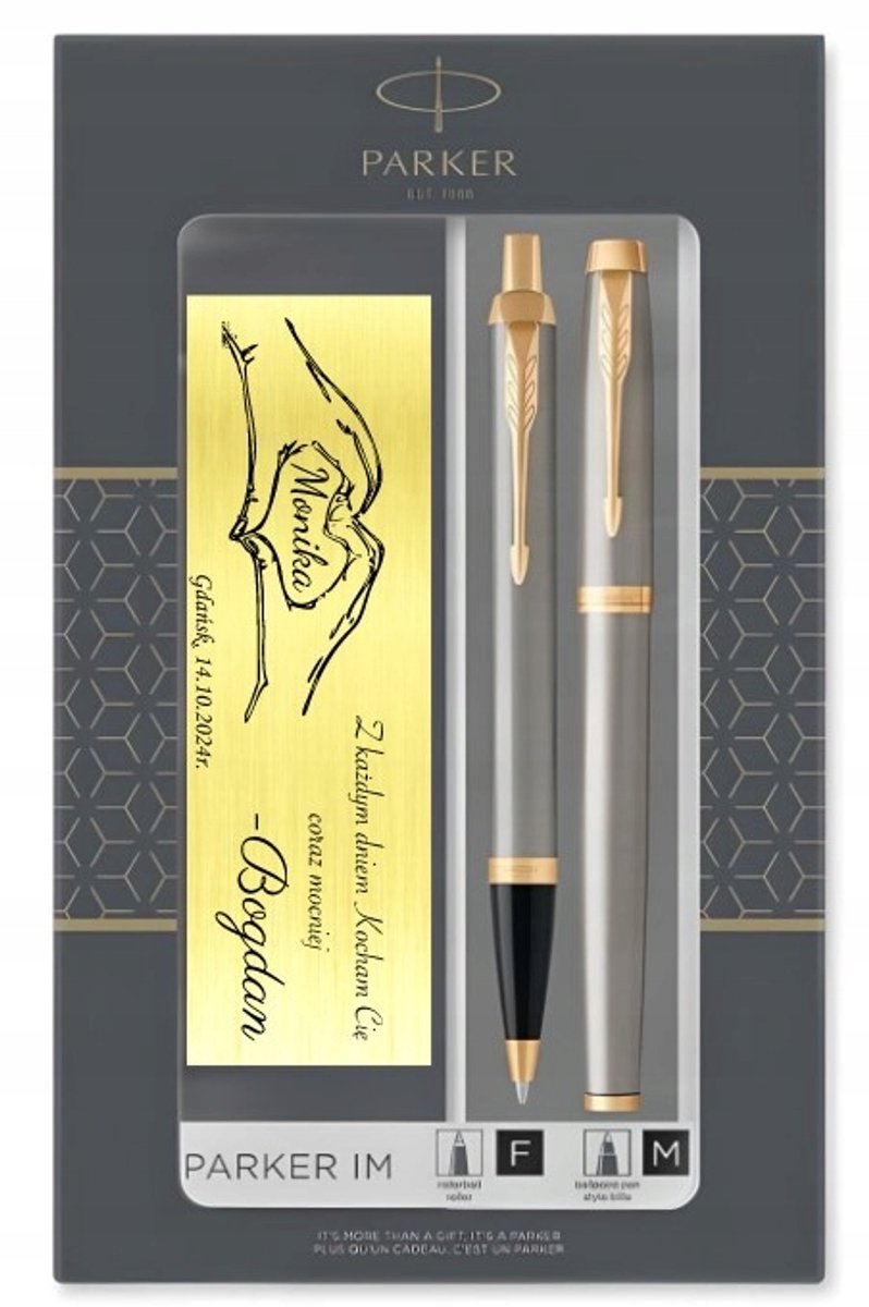 Parker IM Brushed Metal GT Set - Balpen & Vulpen met Gravure