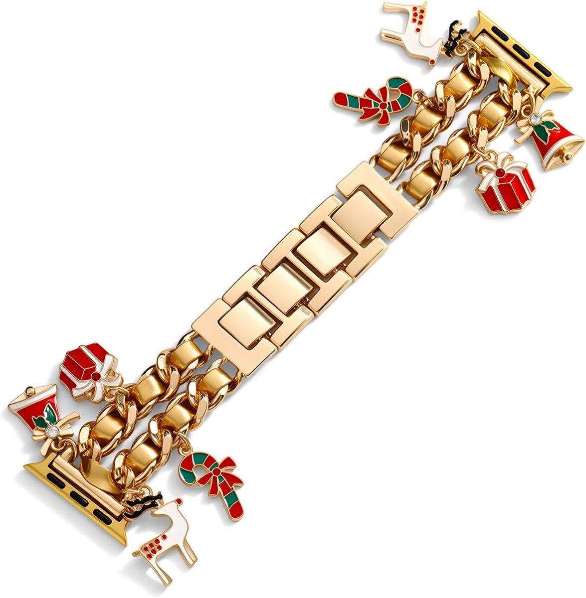 Metal Christmas Strap Compatible with Apple Watch Band 38mm 40mm 41mm 42mm 44mm 45mm 49mm 46mm, Holiday Replacement - ShopVlot