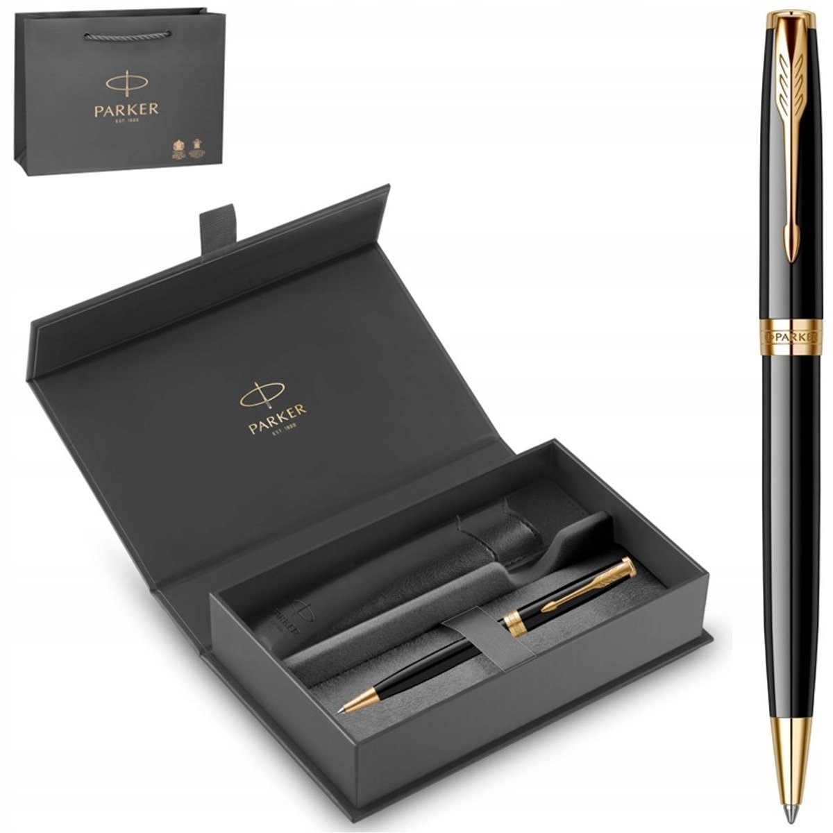 Luxe Zwarte Gelakte Vulpen met Gouden Accenten en Gravure - Cadeauset