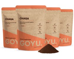 GOYU Chaga Poeder Biologisch Combideal 4x 60 gram - Paddenstoel mushroom -Vegan - Zonder toevoegingen - Lab getest - 30 dagen voorraad per zakje - Cupplement