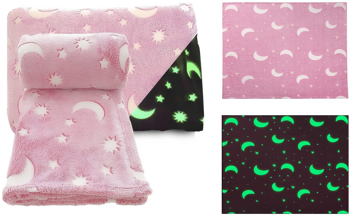 Babydeken Fleece Glow in Dark Soft Baby Deken 70 x 90 cm Fleece Deken voor Kinderwagen Jongens Meisjes Kinderbedje - ShopVlot