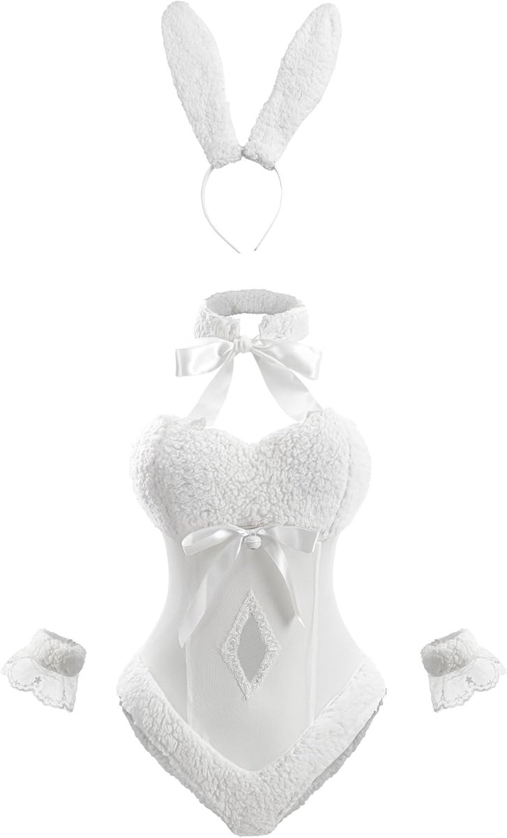 Senpai Bunny Costume Women's Sexy Bunny Costume with Lace and Accessories for Carnival, Cosplay Party - ShopVlot