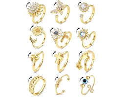 Dochais 12 stuks anti-stress ringen voor dames, meisjes, verstelbaar - ShopVlot