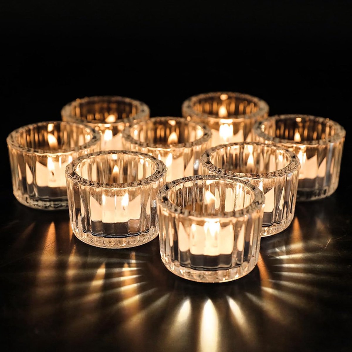 Set van 12 theelichthouders, votiefkaarsenhouders, theelichtglazen van helder glas, kleine theelichtjes, kaarsglazen - ShopVlot