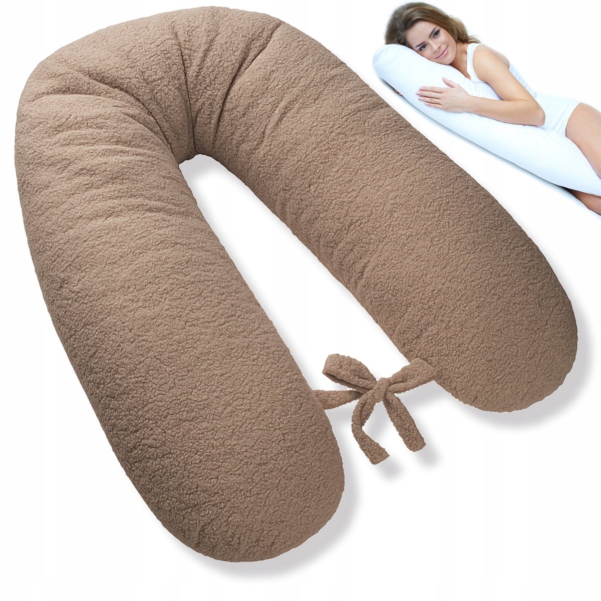 Multifunctioneel geforceerd schapenkussen 170cm Bouclé - Comfortabel slapping & voeding