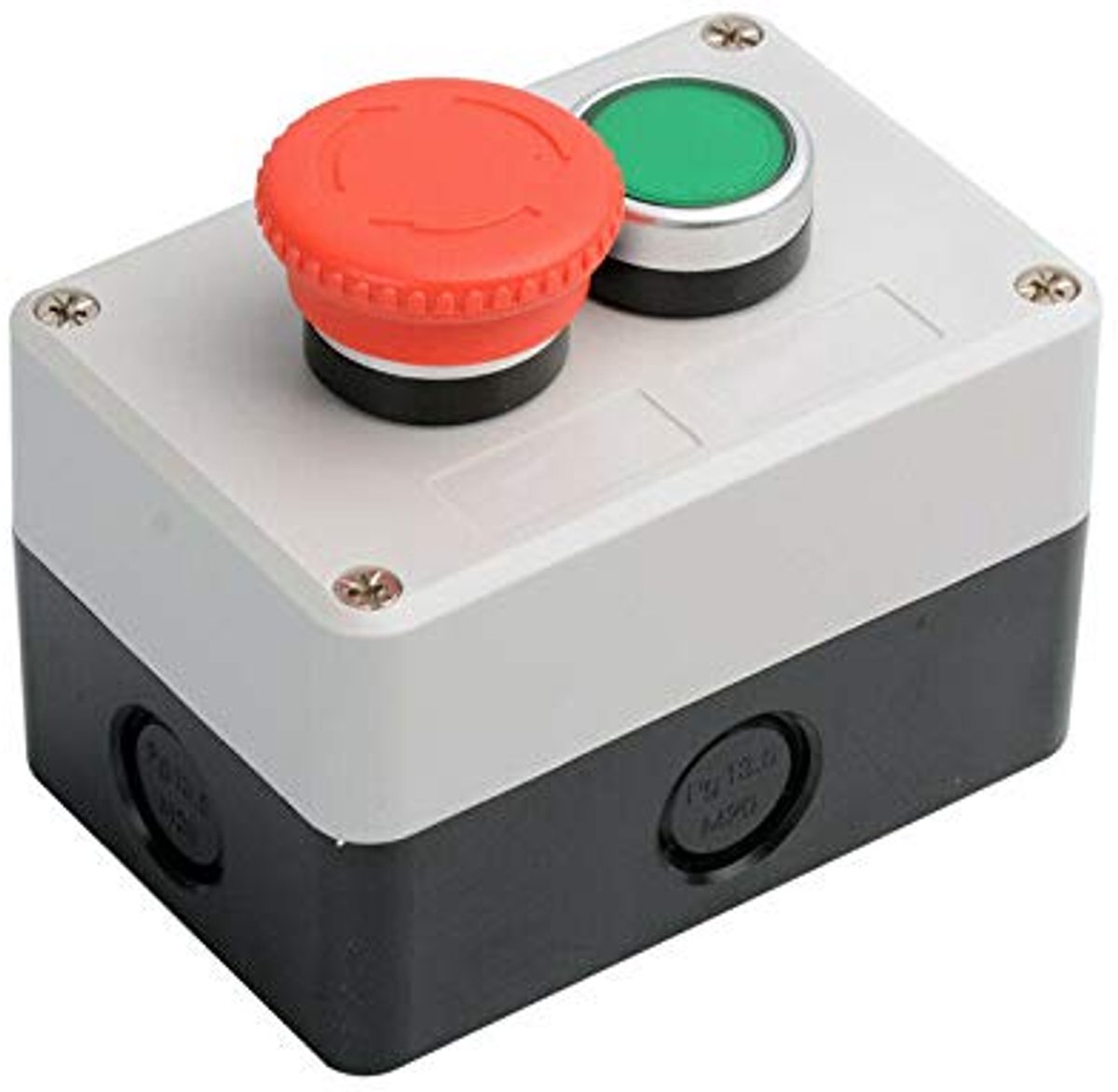 Push Button Control Station, 2 Switches, Stop/Start, Mushroom (1 Piece - Emergency Stop + Automatic Return) - ShopVlot