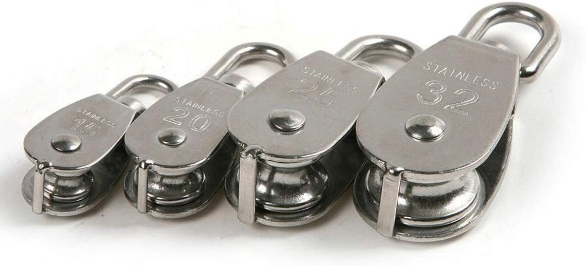 Single Pulley M32 Stainless Steel Pulley Swivel Pulley Loading 250kg for Wire Rope Lifting Rope (Pack of 1) - ShopVlot