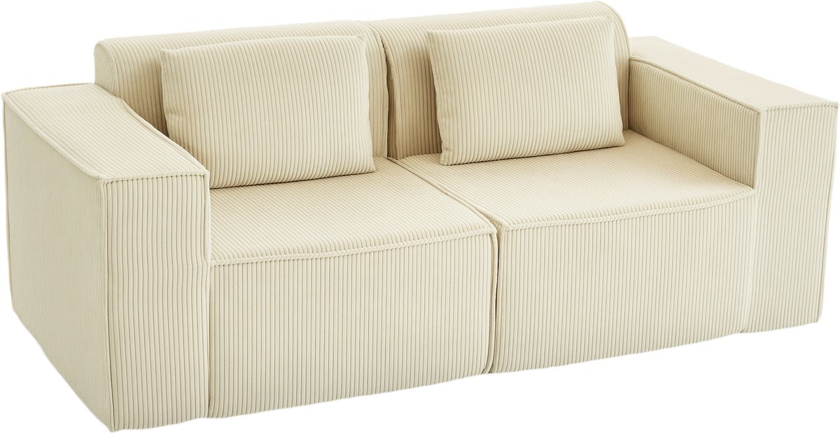 HOMCOM 3-zitsbank - Corduroy (100% polyester) - 202x90x76cm - Beige
