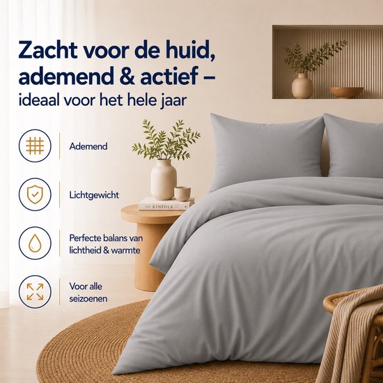 Komfortec Premium Dekbedovertrek 240x220 cm + 2x Kussensloop 40x80 cm - Geborsteld 100% Polyester Microvezel 120 g/m² - 3-Delige Superzachte Beddengoedset - Grijs van Komfortec — afbeelding 3