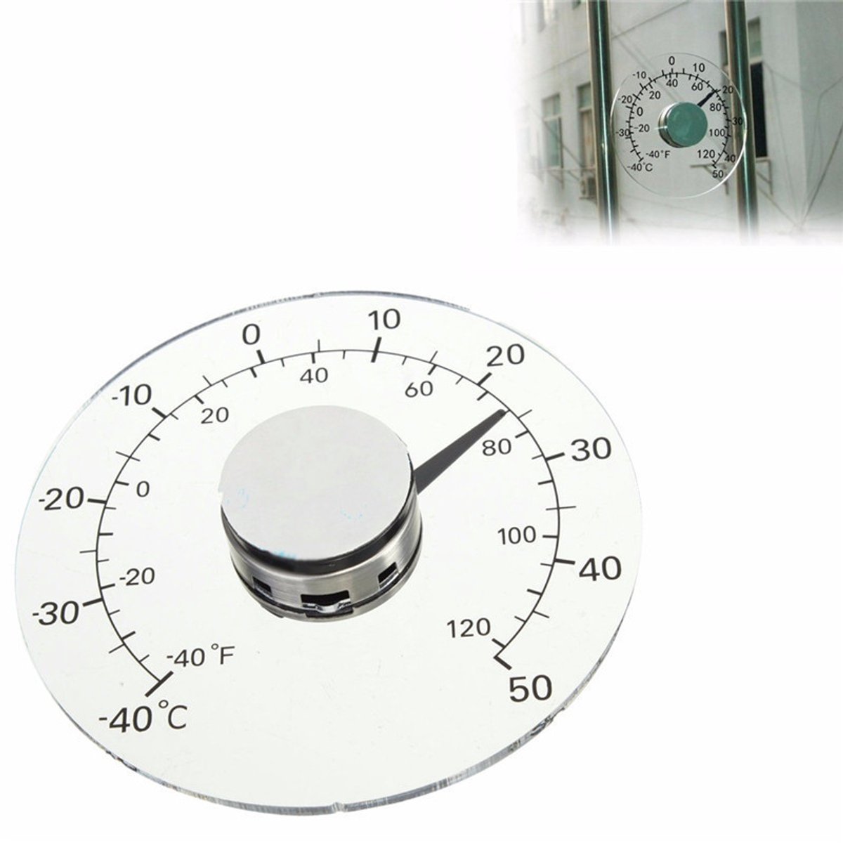 Temperatuurmeter Buiten - Temperatuur Meten - Waterdicht Zelfklevend - 11 cm - Geschikt voor buitengebruik, eenvoudig te installeren, wit