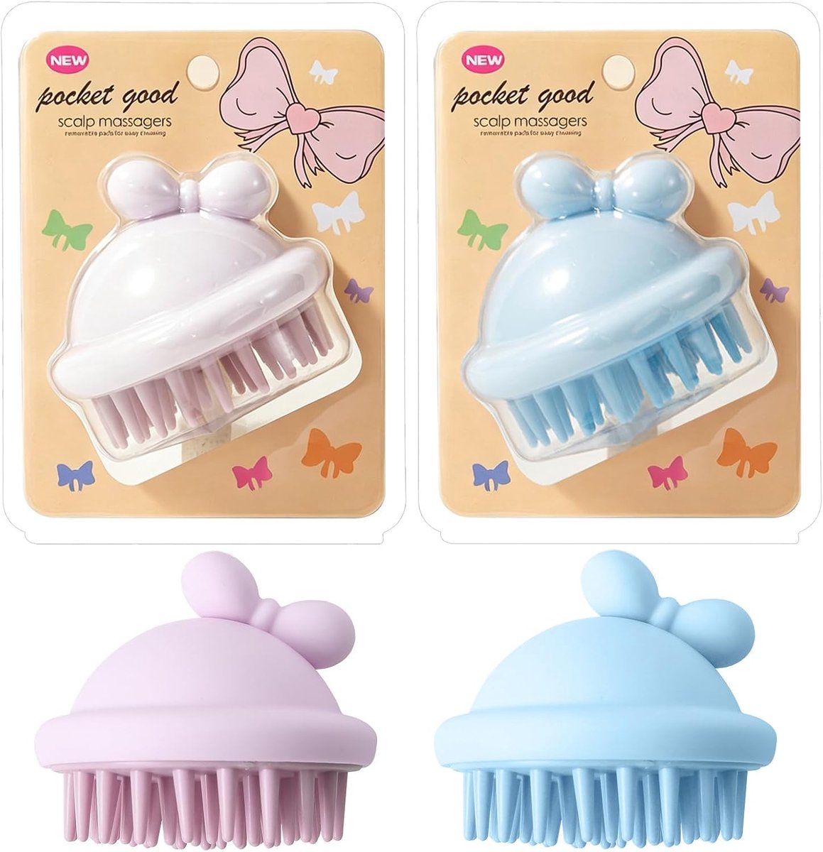 Siliconen hoofdhuidmassageborstel, 2 stuks hoofdmassageapparaat voor peeling en hoofdmassage, haarborstel om roos te - ShopVlot