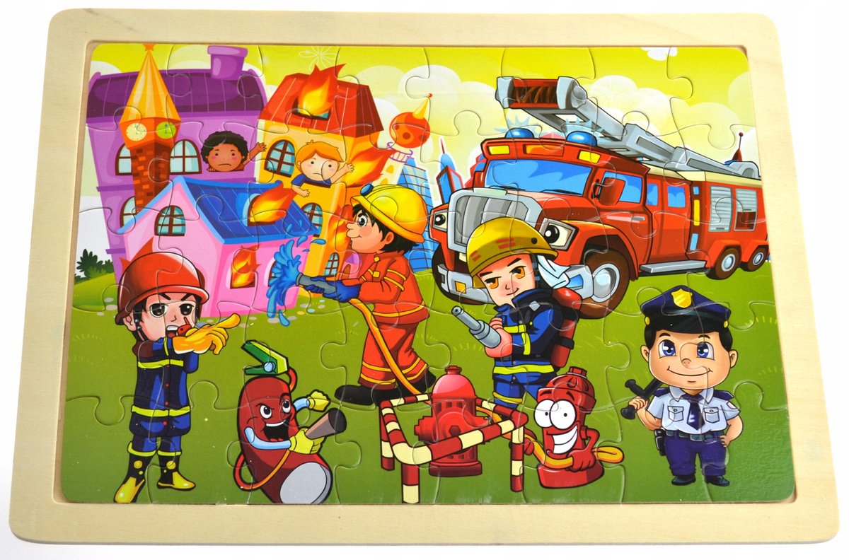 Educatieve Houten Puzzel 40 Delen Brandweer - Peuter Speelgoed