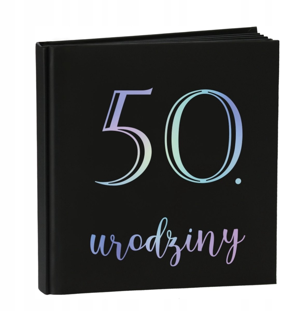 Gastenboek 50e Verjaardag Zwart Album met Holografische Opdruk