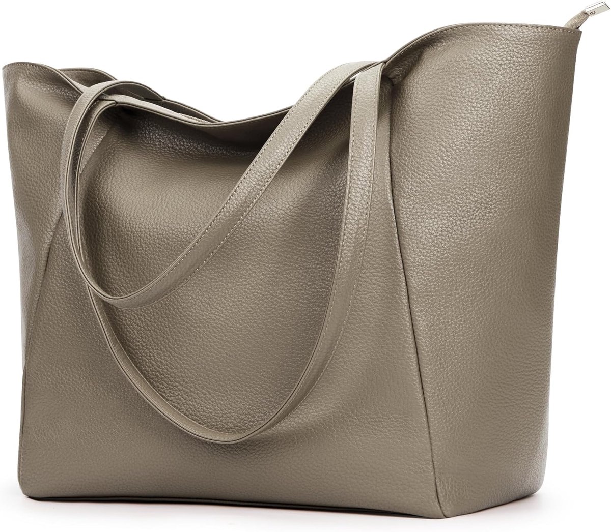 KALIDI Women's Handbag, Shopper Bag, PU Leather, Large Shoulder Bag with Zip for Work, Shopping, School - ShopVlot