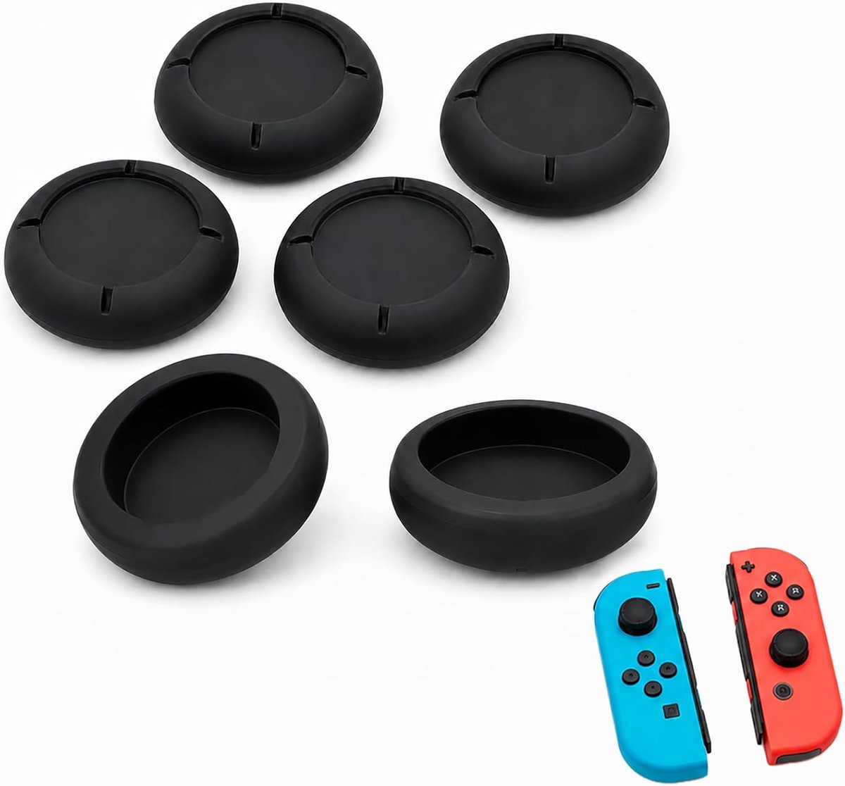 Set van 6 siliconen joystick-doppen voor Switch controller, analoge stick bescherming voor draagbare console - ShopVlot