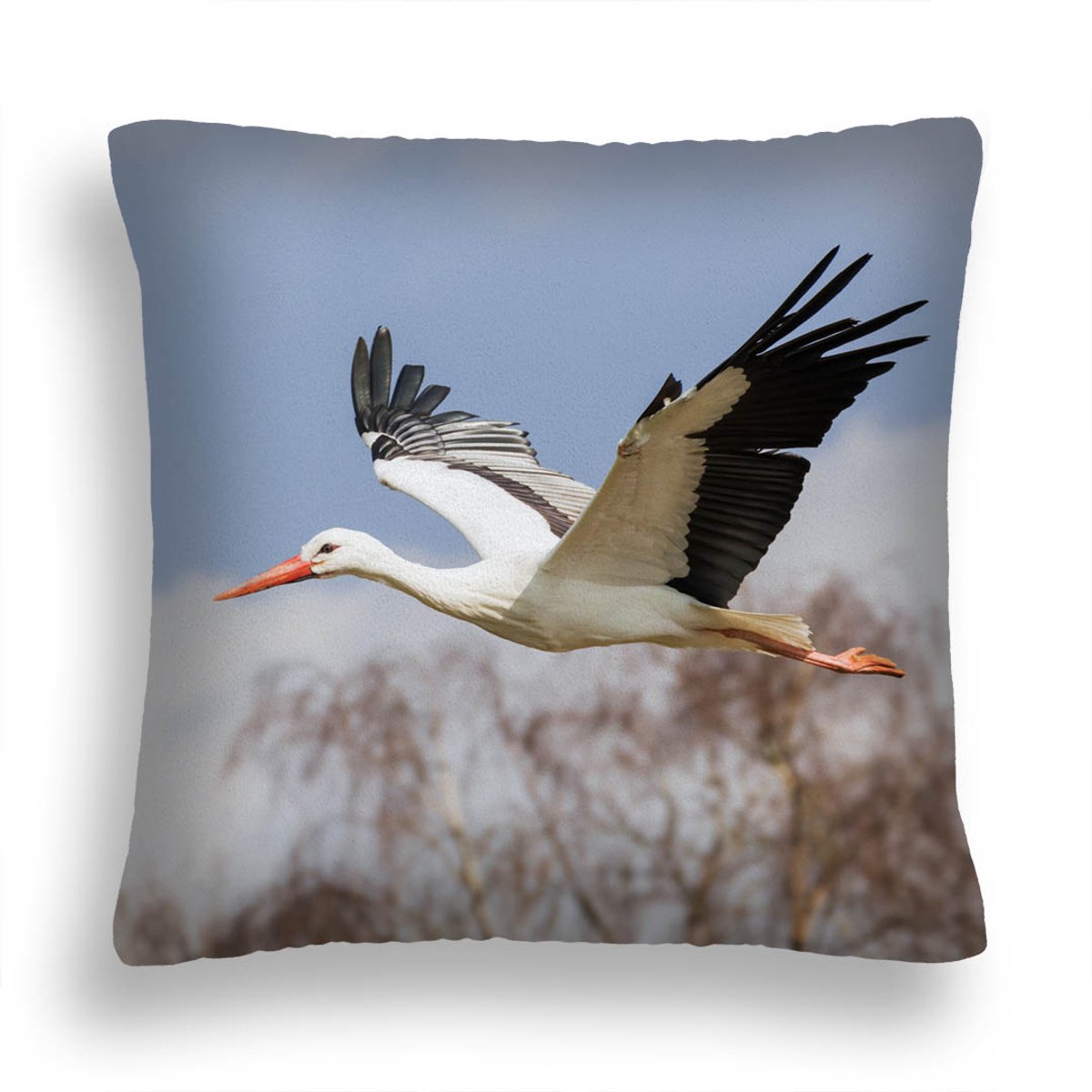 Decoratieve kussen met ooievaar 40x40 cm - Zachte stof