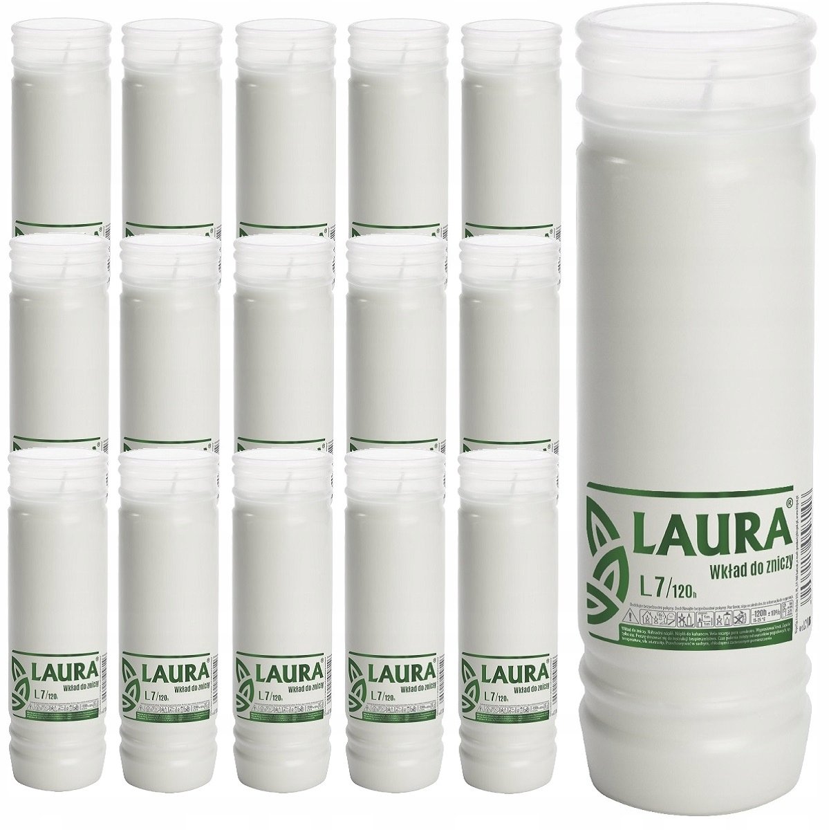 Bispol Laura L7 Paraffine Kaarsen voor Graf - 22,5 cm, ~120u brandtijd, 16 stuks